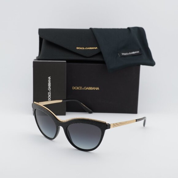 Dolce & Gabbana Accessories - Dolce & Gabbana DG4335 32188G Cat Eye Sunglasses - Black/Gold/Grey